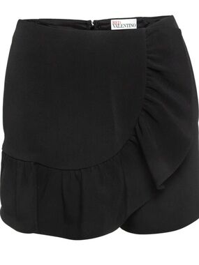 RED Valentino Black Ruffle Wrap Skort
